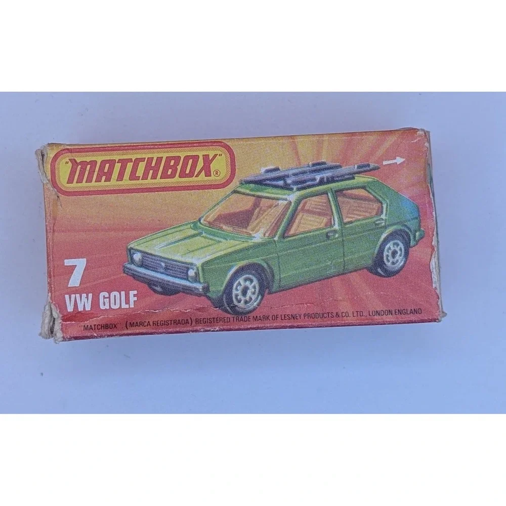 Matchbox Superfast No 7 VW Golf Green 1976 Lesney England Box Surfboards